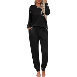 SWOMOG Pajamas Women’s Long Sleeve Sleepwear with Long Pants Soft Loungewear Pj Set S-XXL(Carbon Black)