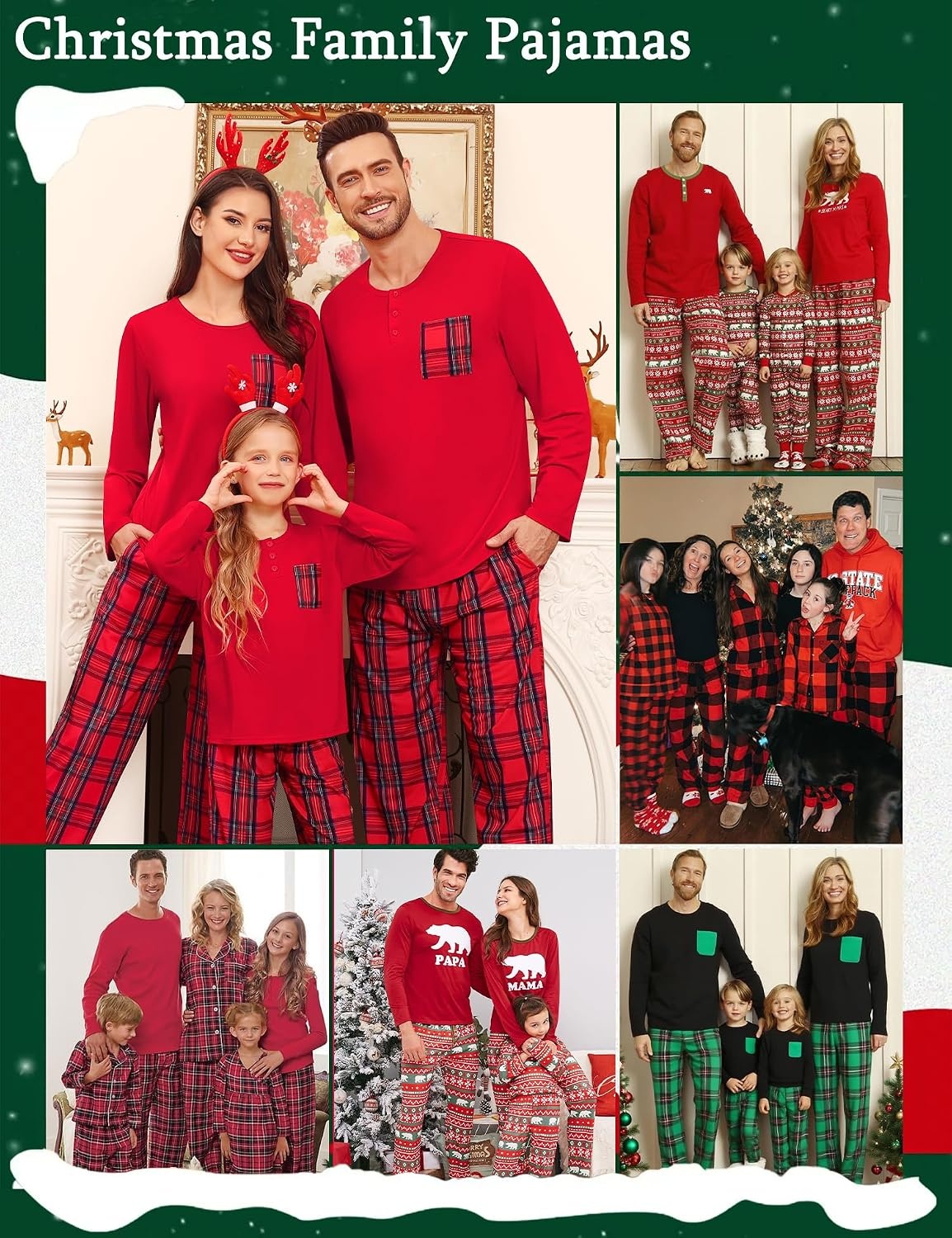 image:imageSWOMOG Family Christmas Matching Pajamas Set WomenMenKids Modal Pajama 2 PCS Long Sleeve Sleepwear Sets with PocketsRed Plaid