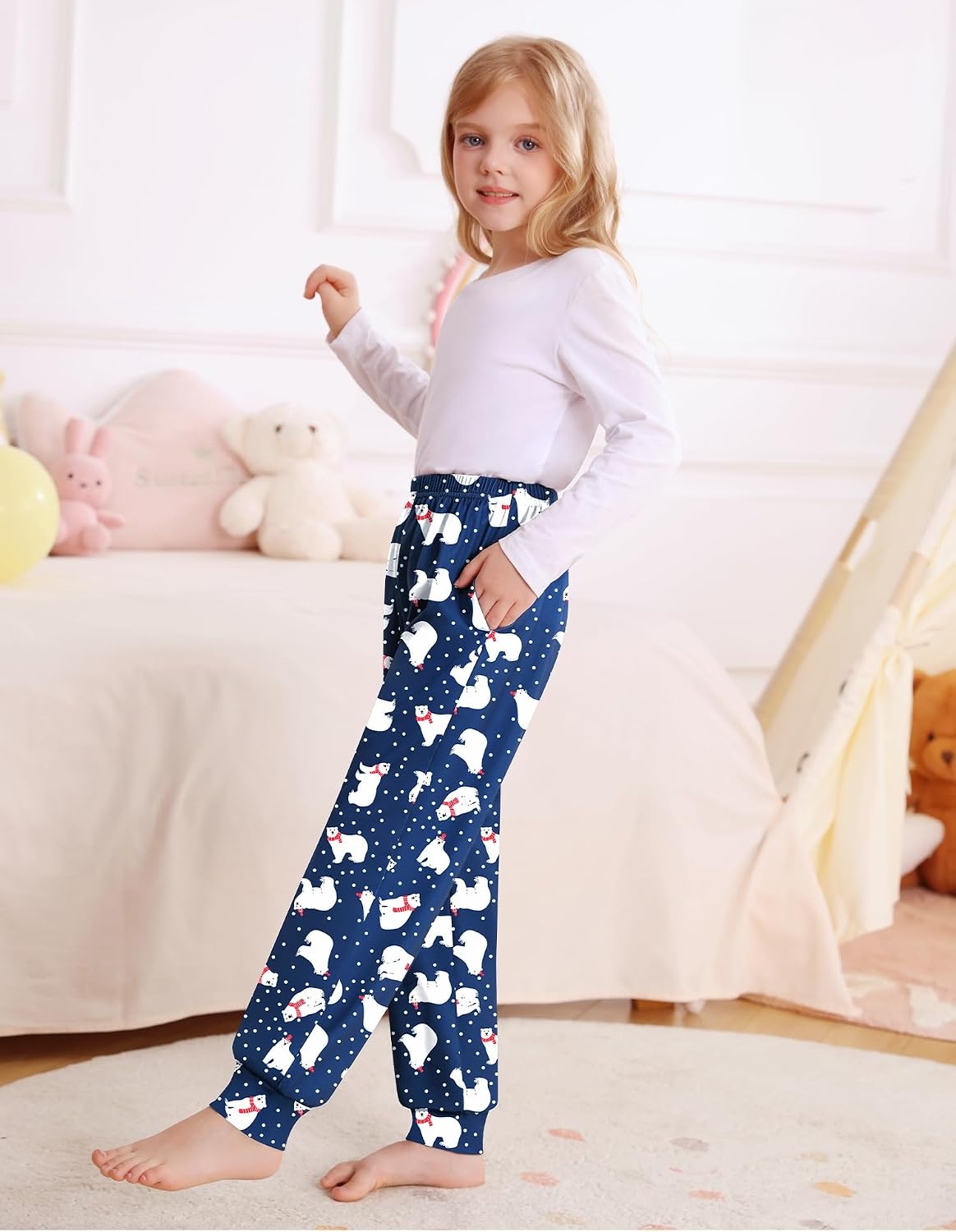 image:imageSWOMOG Unisex Kids Plaid Pajama Pants for Boys amp Girls Comfy Sleepwear Bottoms Lounge Jogger PJ Pants with PocketsChristmas Polar Bear