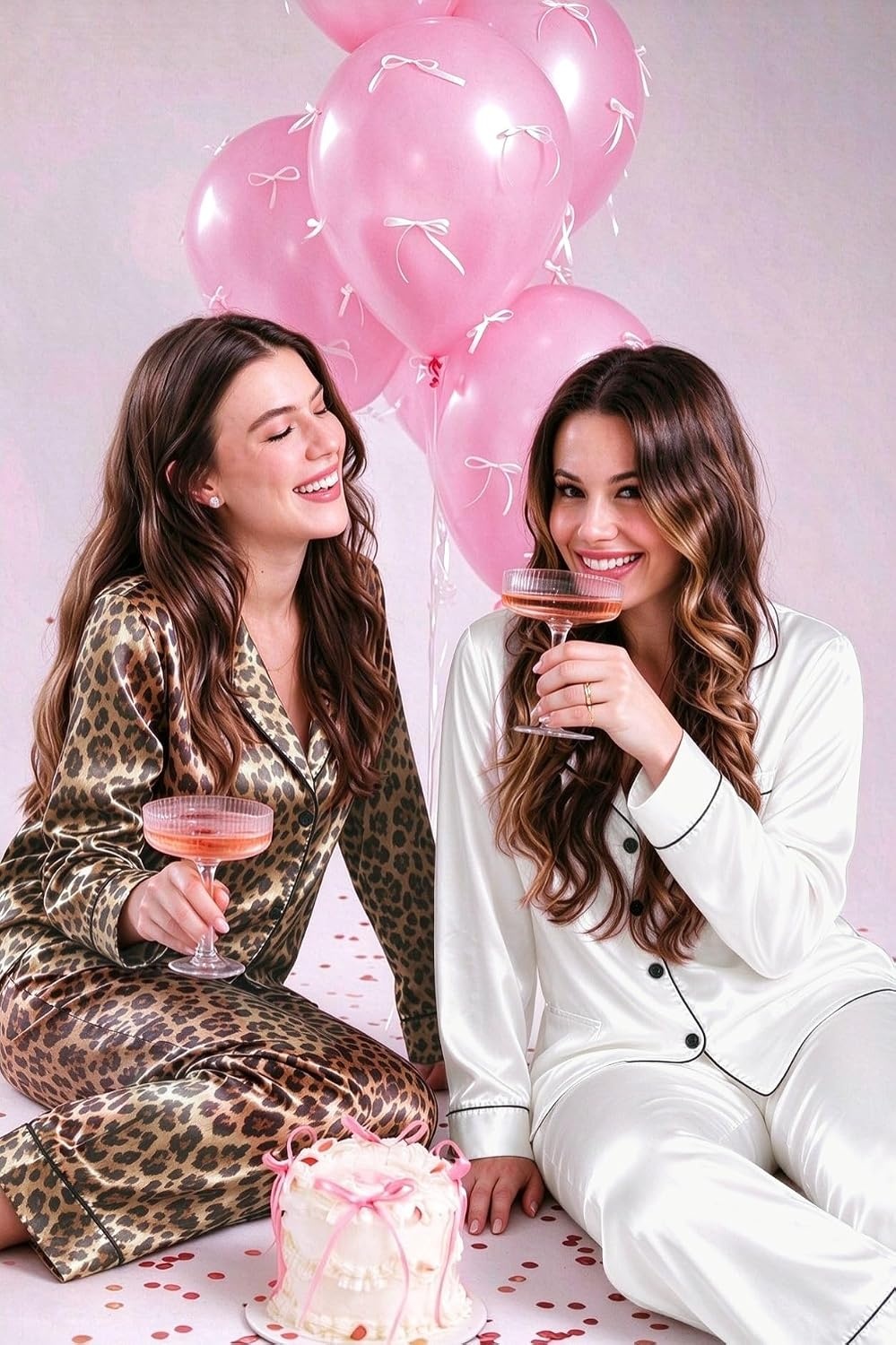 image:imageSWOMOG Womens Satin Pajamas Long Sleeve Sleepwear Silk Soft Button Down Loungewear Pjs Set SXXLLeopard