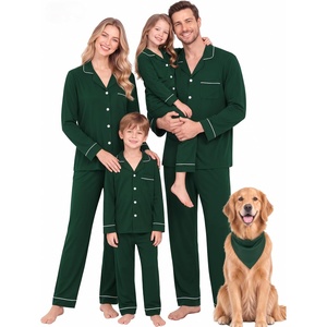 SWOMOG Family Christmas Pajamas Set Long Sleeve Button Down Sleepwear Festival Party Xmas Holiday Pjs Set(Green)