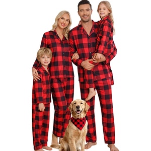 SWOMOG Matching Family Pajama Set Long Sleeve Christmas Pajama Button Down Holiday Sleepwear Set with Pockets(Red Plaid)