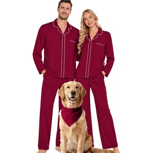 SWOMOG Matching Family Pajama Set Long Sleeve Christmas Pajama Button Down Holiday Sleepwear Set with Pockets(Wine Red)