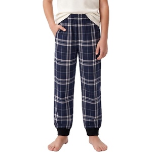 SWOMOG Unisex Kids Plaid Pajama Pants for Boys & Girls Comfy Sleepwear Bottoms Lounge Jogger PJ Pants with Pockets(Blue White Plaid)