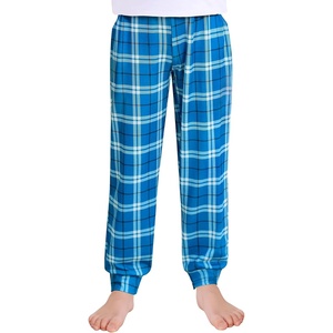 SWOMOG Unisex Kids Plaid Pajama Pants for Boys & Girls Comfy Sleepwear Bottoms Lounge Jogger PJ Pants with Pockets(Cyan Blue)