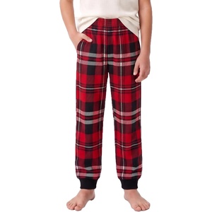 SWOMOG Unisex Kids Plaid Pajama Pants for Boys & Girls Comfy Sleepwear Bottoms Lounge Jogger PJ Pants with Pockets(Red Black Plaid)