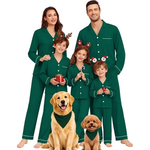 SWOMOG Matching Family Christmas Pajamas Set Modal Long Sleeve Button-Down Sleepwear Family Festival Party Xmas PJs Sets(Deep Green)