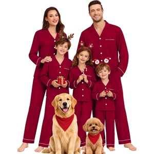 SWOMOG Matching Family Christmas Pajamas Set Modal Long Sleeve Button-Down Sleepwear Family Festival Party Xmas PJs Sets(Deep Wine Red)