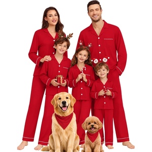 SWOMOG Matching Family Christmas Pajamas Set Modal Long Sleeve Button-Down Sleepwear Family Festival Party Xmas PJs Sets(Red)